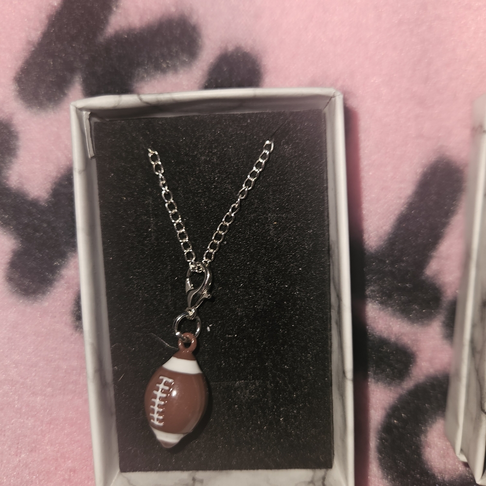 Silver Football Pendant Necklace
